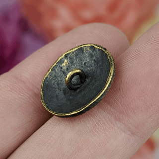 round hammered antique gold button