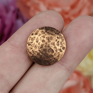 round hammered antique copper button