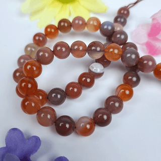 purple, oink, grey, and orange mozambique agate gemstone beads