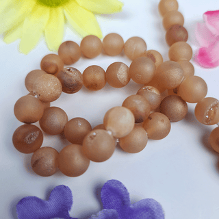peach colored druzy agate gemstone beads