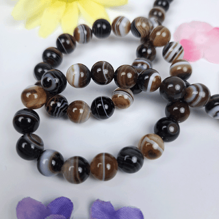 brown, black, and white sardonyx gemstone beads