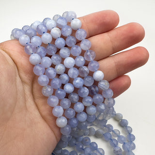 7mm faceted Blue Lace Agate beads