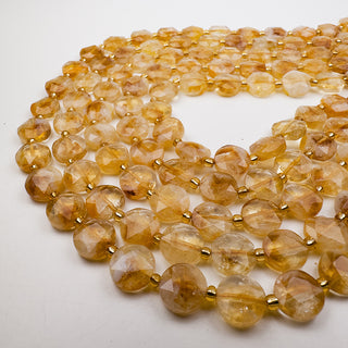 Citrine 9mm Coin Faceted 15.5in Strand