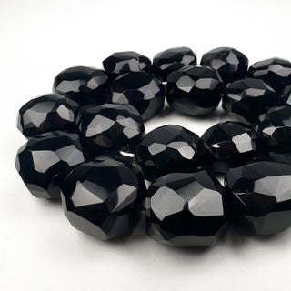 Black Onyx approx 15-18mm Faceted Nuggets 7in Strand (11 Beads)