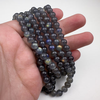 Labradorite (dark) 6 mm 15.5in Round in hand