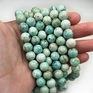 Peruvian Turquoise 10mm Round 15.5in Strand in hand