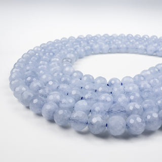 Blue Aquamarine (dark) Faceted 6mm Round 15.5in Strand