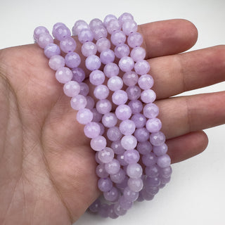 Lavender Amethyst 6mm Round Faceted 15.5in Strand in hand