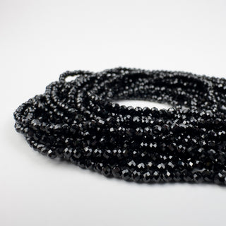 Black Spinel 2mm Round Faceted 15.5in Strand