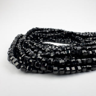 Black Spinel 3.5mm Cube Faceted 15in Strand