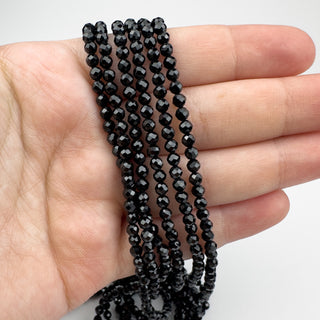 Black Spinel 3.5mm Round Faceted 15in Strand