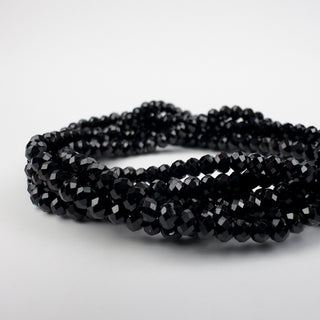 Black Spinel 3mm Rondelle Faceted 15in Strand