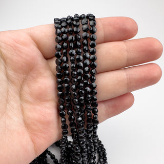 Black Spinel 4mm Coin Faceted 15in Strand