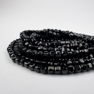 Black Spinel 4mm Cube Faceted 15in Strand