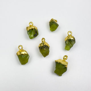 14x8mm Gold Leafed Peridot Natural Crystal Pendant