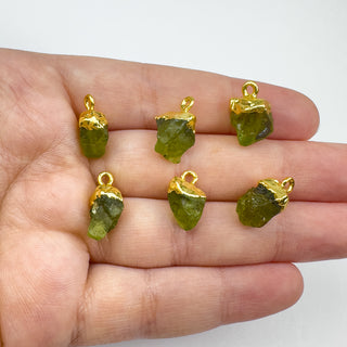 14x8mm Gold Leafed Peridot Natural Crystal Pendant