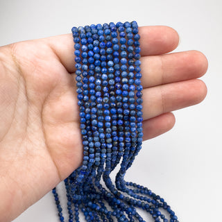 Lapis Lazuli 3mm Round Faceted 15.5in Strand