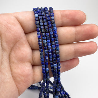Lapis 3mm Cube Faceted 15.5in Strand