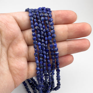 Lapis 4mm Coin Faceted 15in Strand