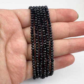 Black Spinel 3mm Rondelle Faceted 15.5in Strand
