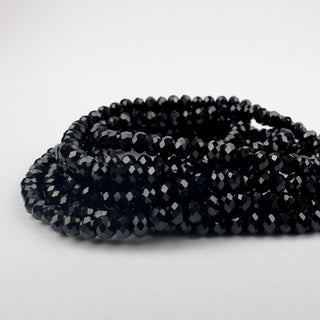 Black Spinel 3mm Rondelle Faceted 15.5in Strand