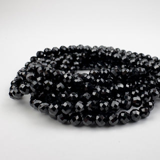 Black Spinel 4mm Round Faceted 15.5in Strand