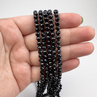 Black Spinel 4mm Round Faceted 15.5in Strand