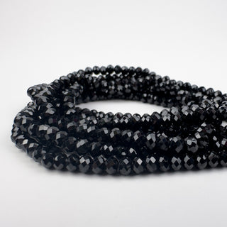 Black Spinel 4mm Rondelle Faceted 15.5in Strand