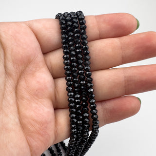 Black Spinel 4mm Rondelle Faceted 15.5in Strand