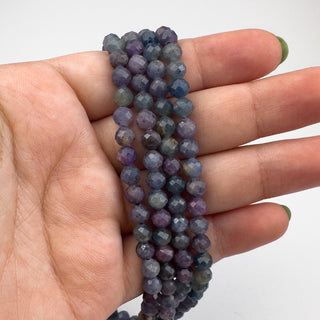 Burma Sapphire 5.5mm Round Faceted 15.5in Strand