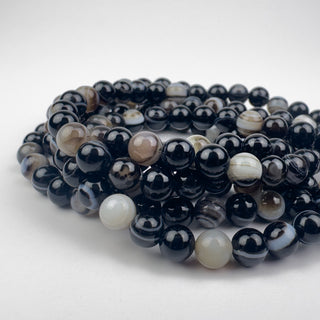 Black Sardonyx 6.5mm Round 15.5in Strand