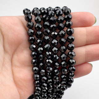 Black Spinel 6mm Round Faceted 15.5in Strand