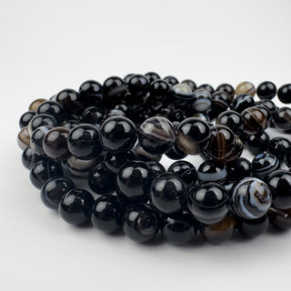 Black Sardonyx 8.5mm Round 15.5in Strand