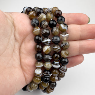 Brown Sardonyx 8mm Round 15.5in Strand