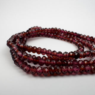 AAA Red Garnet 4mm Rondelle Faceted 15.5in Strand