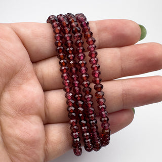 AAA Red Garnet 4mm Rondelle Faceted 15.5in Strand