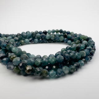 Indicolite/Blue Tourmaline 4mm Round Faceted 15.5in Strand