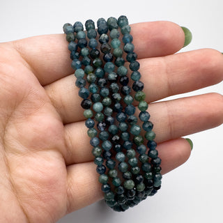Indicolite/Blue Tourmaline 4mm Round Faceted 15.5in Strand