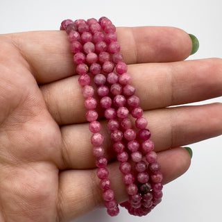 AAA Thulite 4mm Round Faceted 15.5in Strand