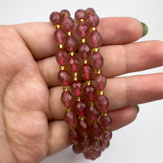 Strawberry Quartz 6x8mm Oval Faceted 15.5in Strand