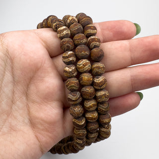 Tibetan Agate DZI 8mm Round 15.5in Strand