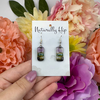 Fair Trade Fused Glass Earrings - Rectangle - Multiple Colors