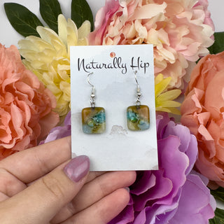 Fair Trade Fused Glass Earrings - Square - Multiple Colors