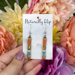 Fair Trade Fused Glass Earrings - Long Bar - Multiple Colors