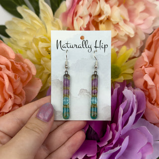 Fair Trade Fused Glass Earrings - Long Bar - Multiple Colors