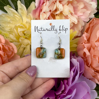 Fair Trade Fused Glass Earrings - Square - Multiple Colors