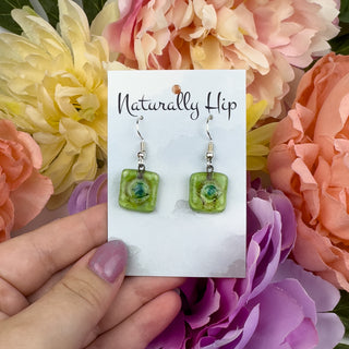 Fair Trade Fused Glass Earrings - Square - Multiple Colors