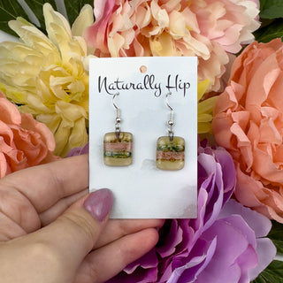 Fair Trade Fused Glass Earrings - Square - Multiple Colors