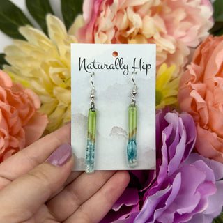 Fair Trade Fused Glass Earrings - Long Bar - Multiple Colors