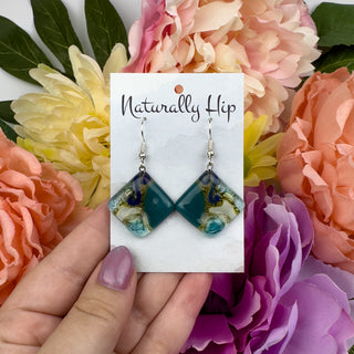 Fair Trade Fused Glass Earrings - Diamond - Multiple Colors
